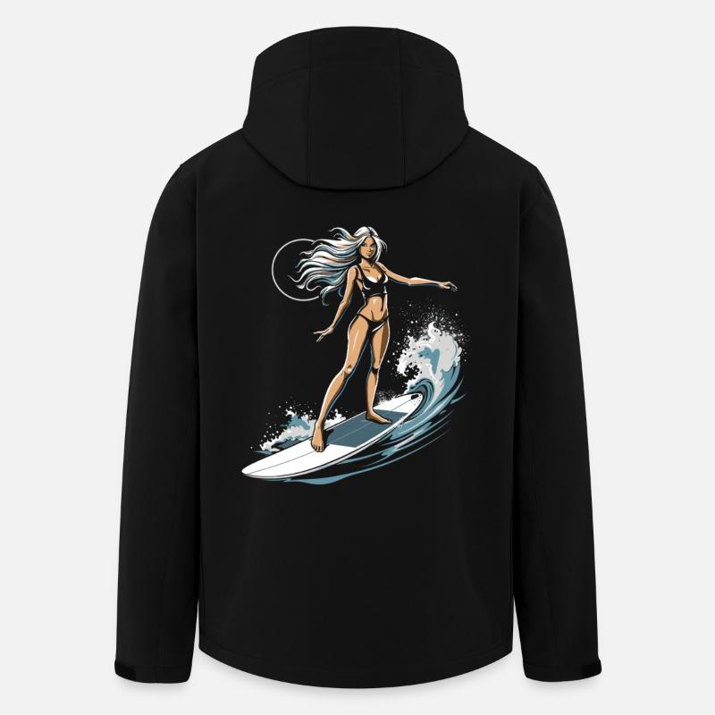 Graphique de surfeuse - Veste softshell homme en polyester recyclé Stanley/Stella - noir