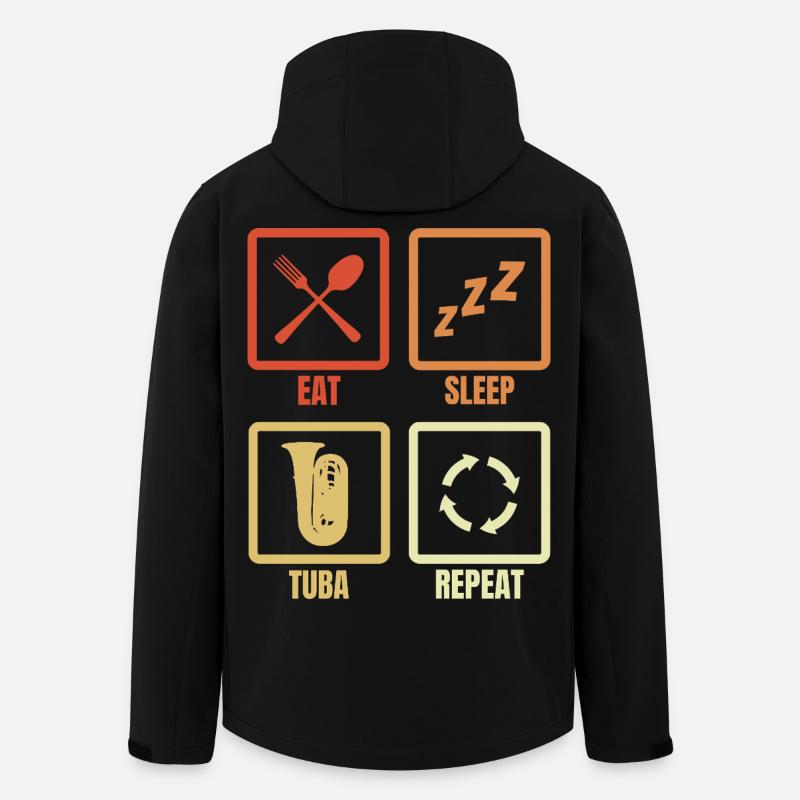 Manger Dormir Tuba Répéter - Veste softshell homme en polyester recyclé Stanley/Stella - noir