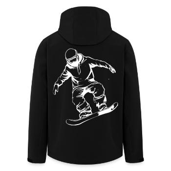 Snowboarder Drawing - Men’s Recycled Softshell Jacket by Stanley/Stella - black - Back - AI Model Male 185 light (185cm)