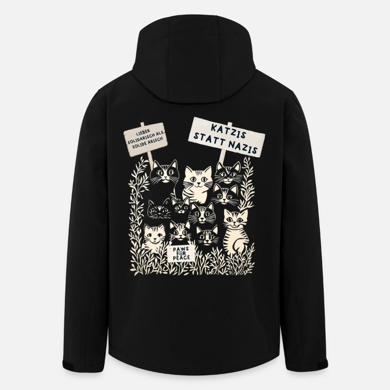 Demo Katzen gegen rechts  - Recycelte Männer Softshell-Jacke von Stanley/Stella - Schwarz