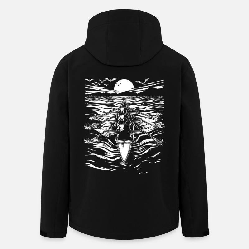 Rowing Sketch - Men’s Recycled Softshell Jacket by Stanley/Stella - black