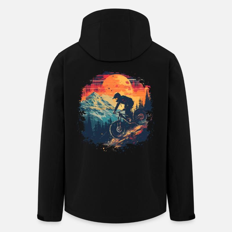 Mountain Biking Synthwave - Men’s Recycled Softshell Jacket by Stanley/Stella - black