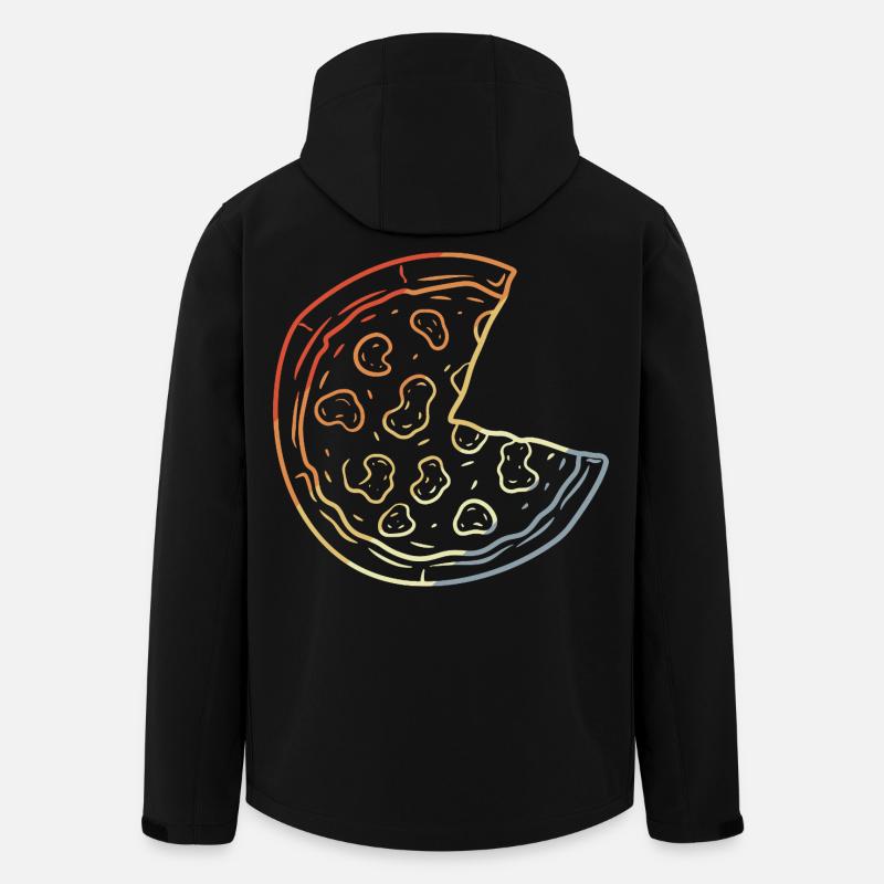 Pizza Line Art Retro - Recycelte Männer Softshell-Jacke von Stanley/Stella - Schwarz