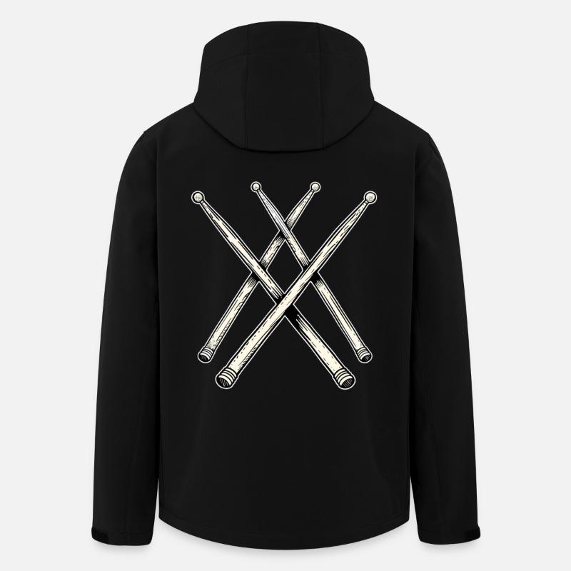 Dessin au trait des baguettes - Veste softshell homme en polyester recyclé Stanley/Stella - noir