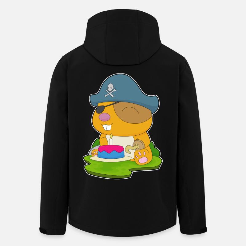 Hamster Anniversaire Pirate - Veste softshell homme en polyester recyclé Stanley/Stella - noir