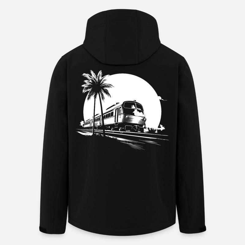 Graphismes de train - Veste softshell homme en polyester recyclé Stanley/Stella - noir