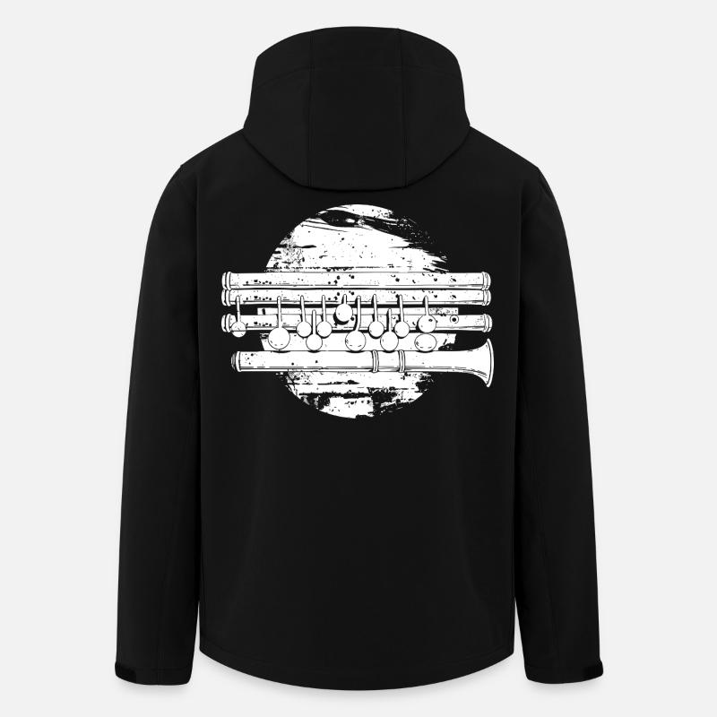 Dessin de flûte traversière - Veste softshell homme en polyester recyclé Stanley/Stella - noir