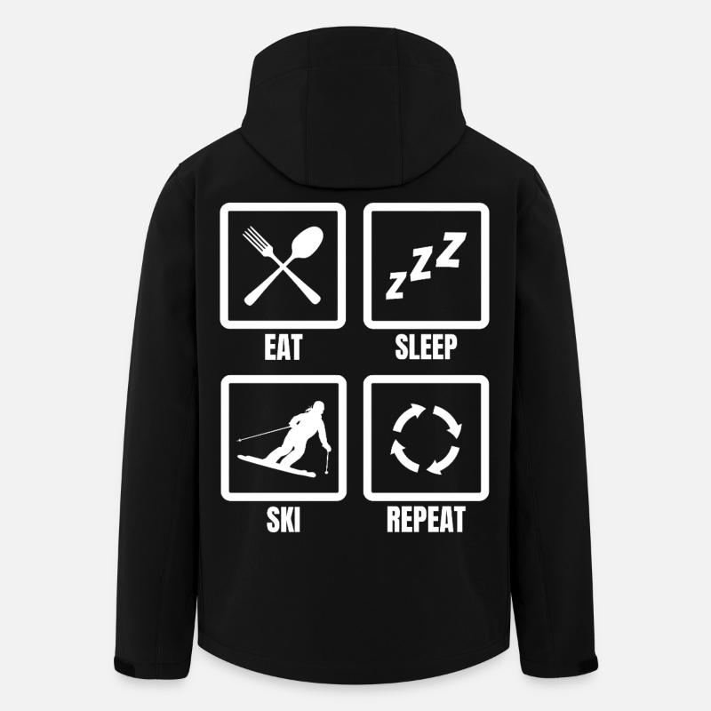 Eat Sleep Ski Repeat - Men’s Recycled Softshell Jacket by Stanley/Stella - black