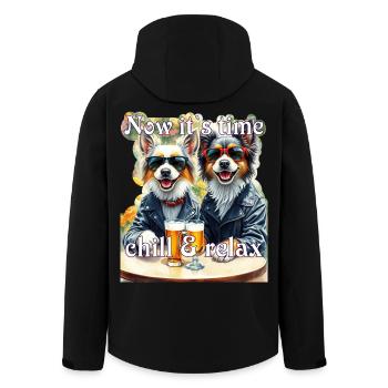 Glückliche Hunde Sonnenbrille Bier Biker Bierzeit - Recycelte Männer Softshell-Jacke von Stanley/Stella - Schwarz - Hinten - AI Model Male 185 light (185cm)