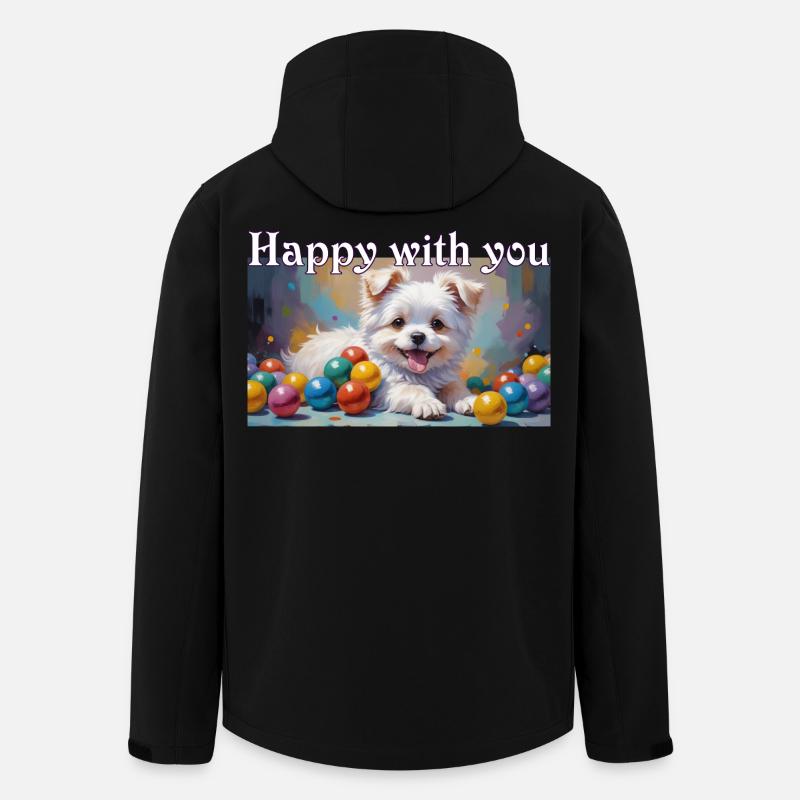 Niedlicher Hundewelpe mit bunten Bällen Hundeliebe - Recycelte Männer Softshell-Jacke von Stanley/Stella - Schwarz