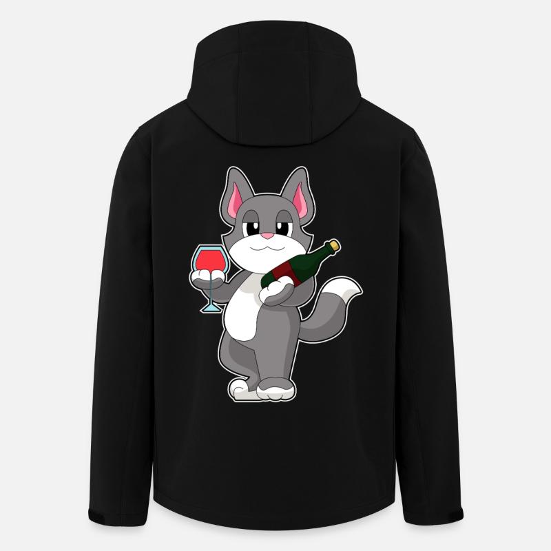 Katze Flasche Rotwein - Recycelte Männer Softshell-Jacke von Stanley/Stella - Schwarz