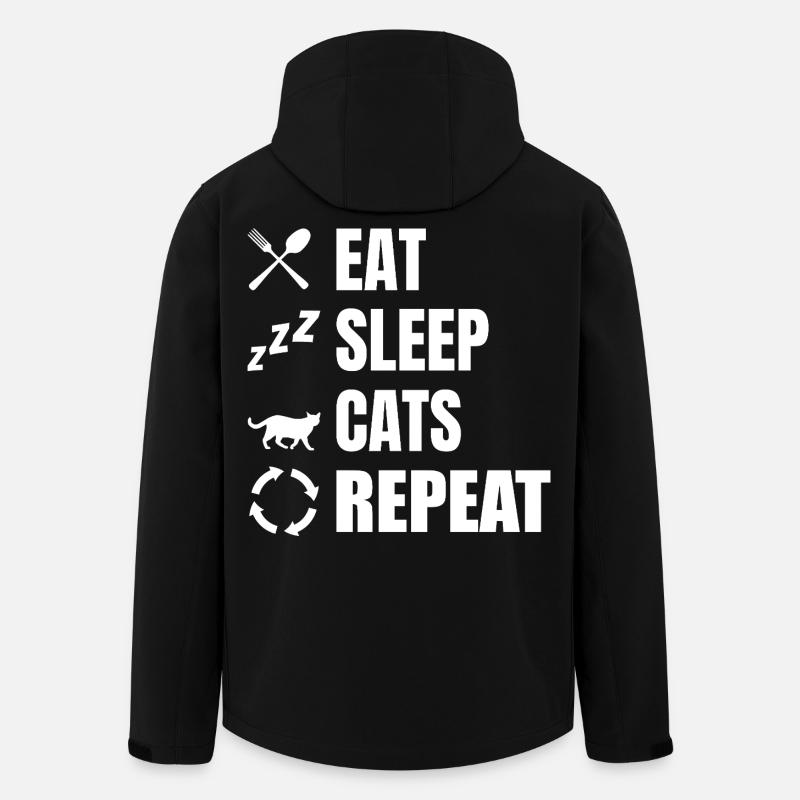 Manger dormir chats répéter - Veste softshell homme en polyester recyclé Stanley/Stella - noir