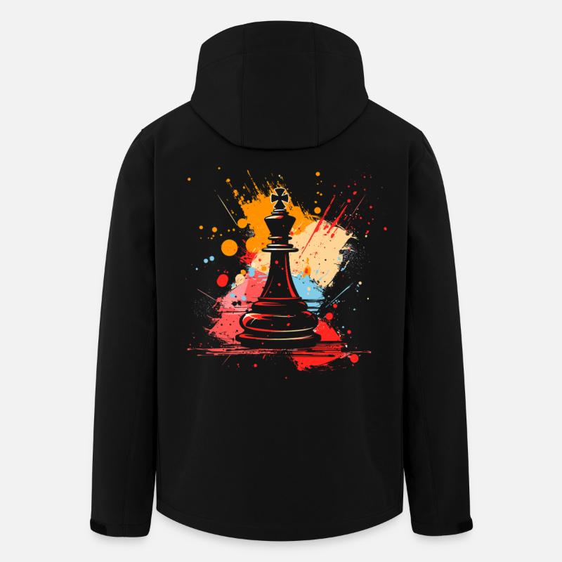 Pièces d’échecs Graffiti - Veste softshell homme en polyester recyclé Stanley/Stella - noir