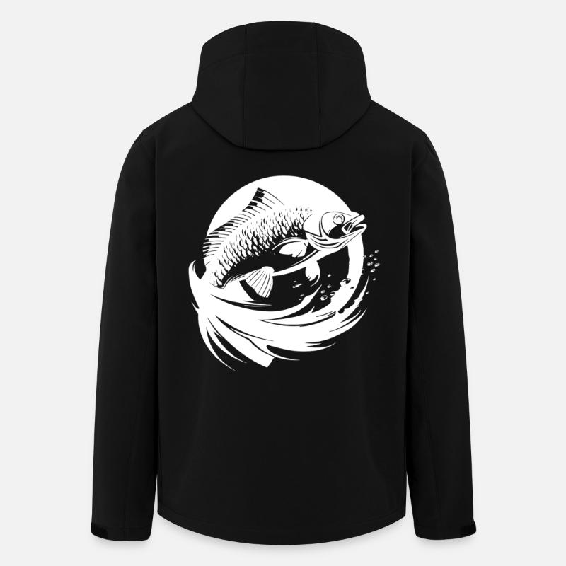 Dessin de poisson - Veste softshell homme en polyester recyclé Stanley/Stella - noir