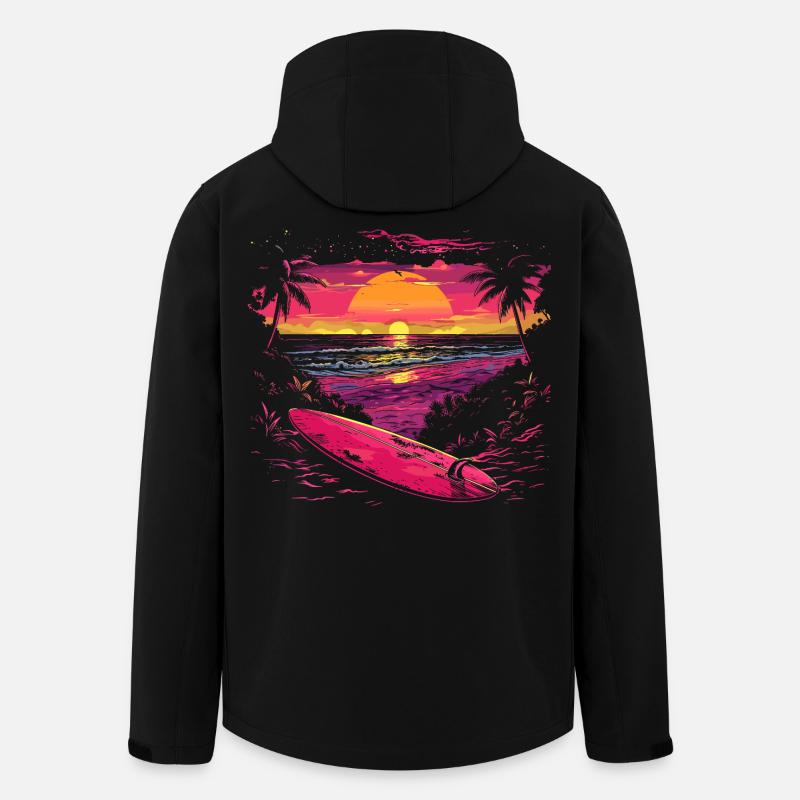 Surfen 90er Look - Recycelte Männer Softshell-Jacke von Stanley/Stella - Schwarz