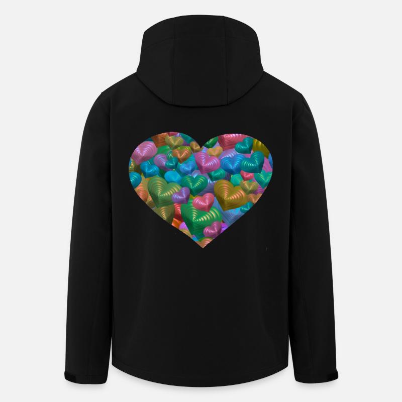 Heart Hearts Valentine's Day - Men’s Recycled Softshell Jacket by Stanley/Stella - black