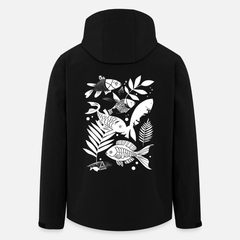 Look de dessin animé de pêche - Veste softshell homme en polyester recyclé Stanley/Stella - noir