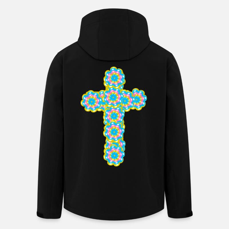 Croix Jésus Croix Crucifix Fleurs - Veste softshell homme en polyester recyclé Stanley/Stella - noir