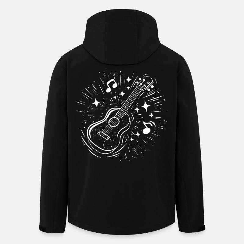 Dessin de ukulélé - Veste softshell homme en polyester recyclé Stanley/Stella - noir