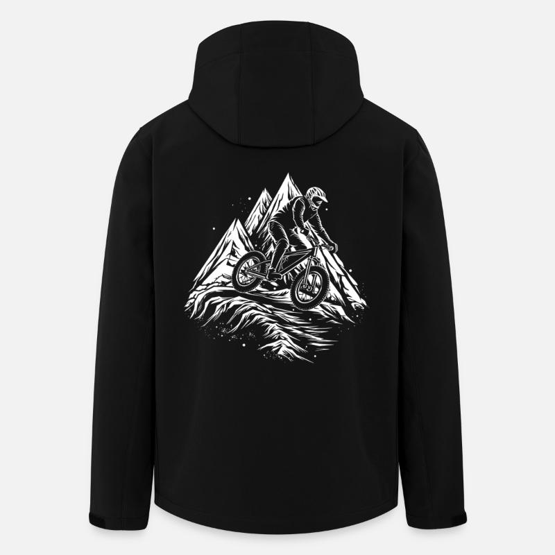 Mountain Biking Drawing - Men’s Recycled Softshell Jacket by Stanley/Stella - black