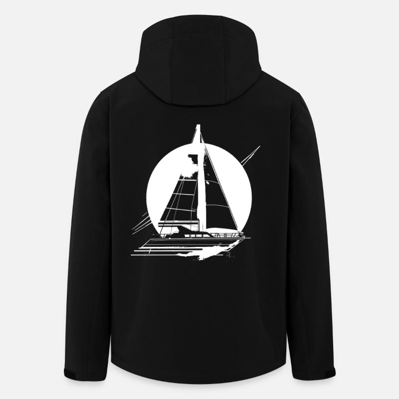 Dessin de voilier - Veste softshell homme en polyester recyclé Stanley/Stella - noir