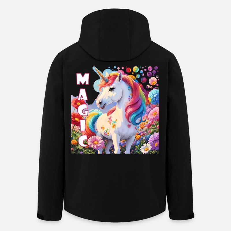 Zauberhaftes Einhorn in Regenbogenfarben Krafttier - Recycelte Männer Softshell-Jacke von Stanley/Stella - Schwarz