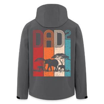 Dad of Two Kids Safari Elephant Father's Day - Men’s Recycled Softshell Jacket by Stanley/Stella - black - Back - AI Model Male 185 light (185cm)