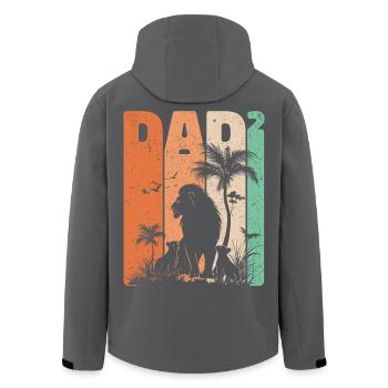 Dad Hoch 2 Löwe Zwei Kinder Vatertag Geschenk - Recycelte Männer Softshell-Jacke von Stanley/Stella - Schwarz - Hinten - AI Model Male 185 light (185cm)