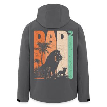 Fête des pères Lion Dad High Two Kids Gift - Veste softshell homme en polyester recyclé Stanley/Stella - noir - Dos - AI Model Male 185 light (185cm)