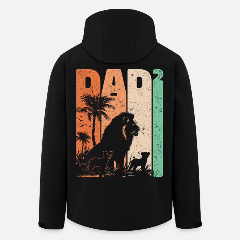 Vatertag Löwe Papa Hoch Zwei Kinder Geschenk - Recycelte Männer Softshell-Jacke von Stanley/Stella - Schwarz