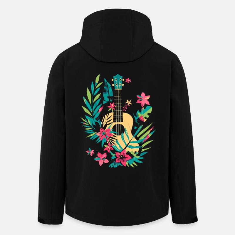 Ukulélé Look Bande Dessinée - Veste softshell homme en polyester recyclé Stanley/Stella - noir