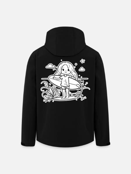 Surfeuse fille dessin animé - Veste softshell homme en polyester recyclé Stanley/Stella - noir