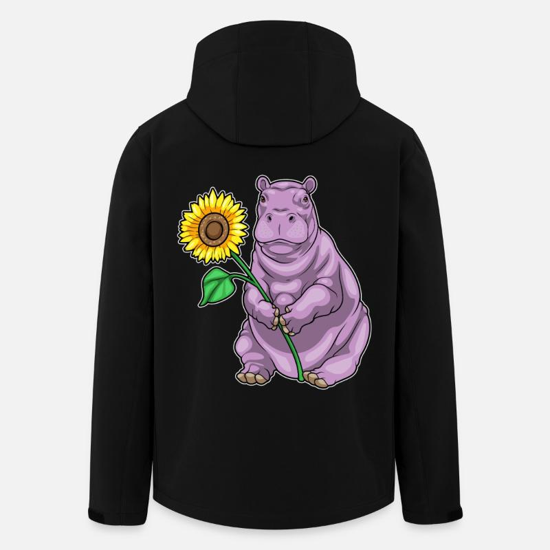 Nilpferd Sonnenblume - Recycelte Männer Softshell-Jacke von Stanley/Stella - Schwarz