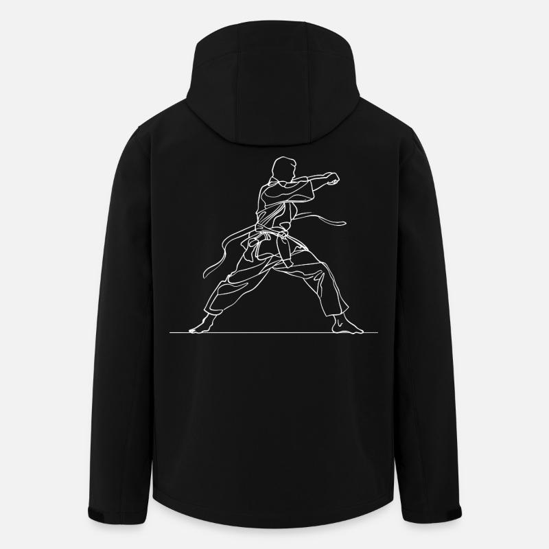Dessin au trait de karaté - Veste softshell homme en polyester recyclé Stanley/Stella - noir
