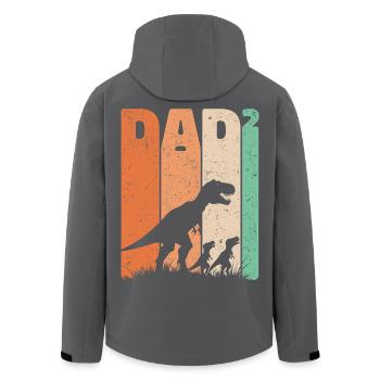 Tyrannosaurus Dad Tall Two Kids Dad Gift - Men’s Recycled Softshell Jacket by Stanley/Stella - black - Back - AI Model Male 185 light (185cm)