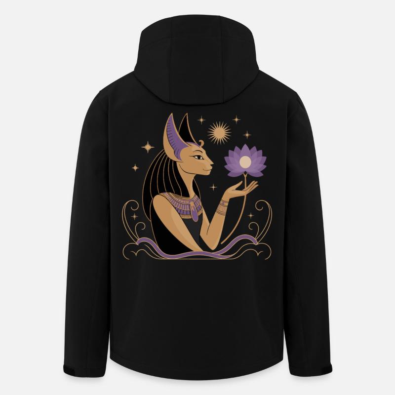 Serene Bastet Holding a Lotus Flower - Men’s Recycled Softshell Jacket by Stanley/Stella - black