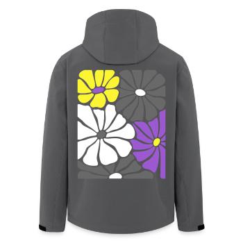 Nonbinary Pride Retro Flowers with Enby Flag Colors - Men’s Recycled Softshell Jacket by Stanley/Stella - black - Back - AI Model Male 185 light (185cm)