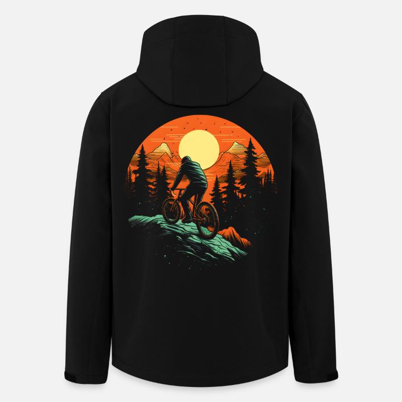 Mountain biking illustration - Men’s Recycled Softshell Jacket by Stanley/Stella - black