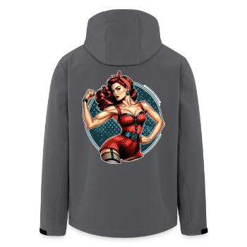 Starke Selbstbewusste Frau Rockabilly Geschenk - Recycelte Männer Softshell-Jacke von Stanley/Stella - Schwarz - Hinten - AI Model Male 185 light (185cm)