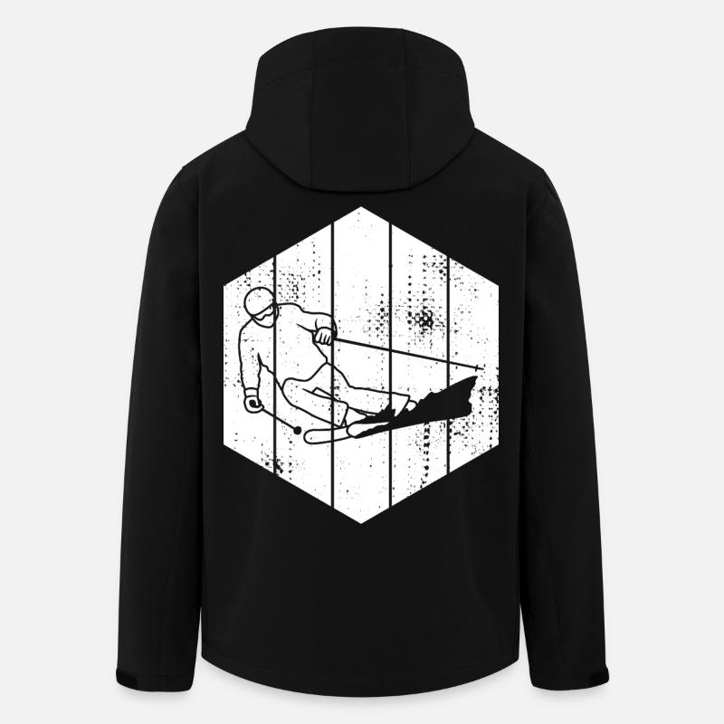 Dessin de skieur - Veste softshell homme en polyester recyclé Stanley/Stella - noir