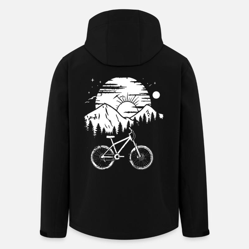 Mountain Biking Drawing - Men’s Recycled Softshell Jacket by Stanley/Stella - black