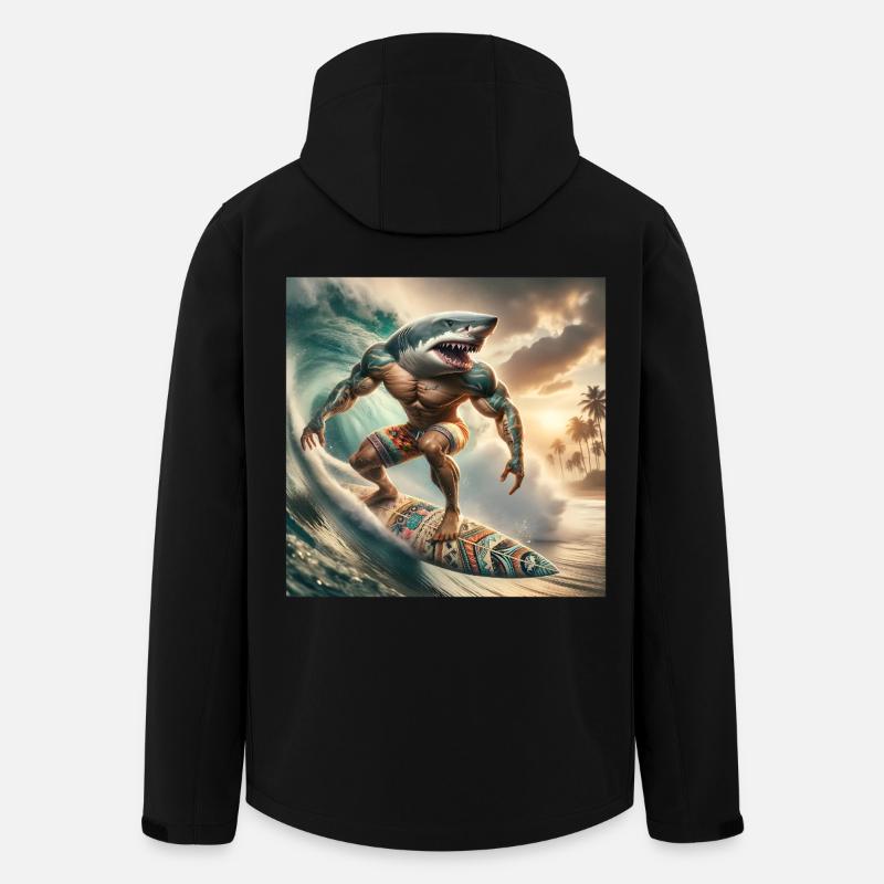 Surfer Shark Design Créatif - Veste softshell homme en polyester recyclé Stanley/Stella - noir
