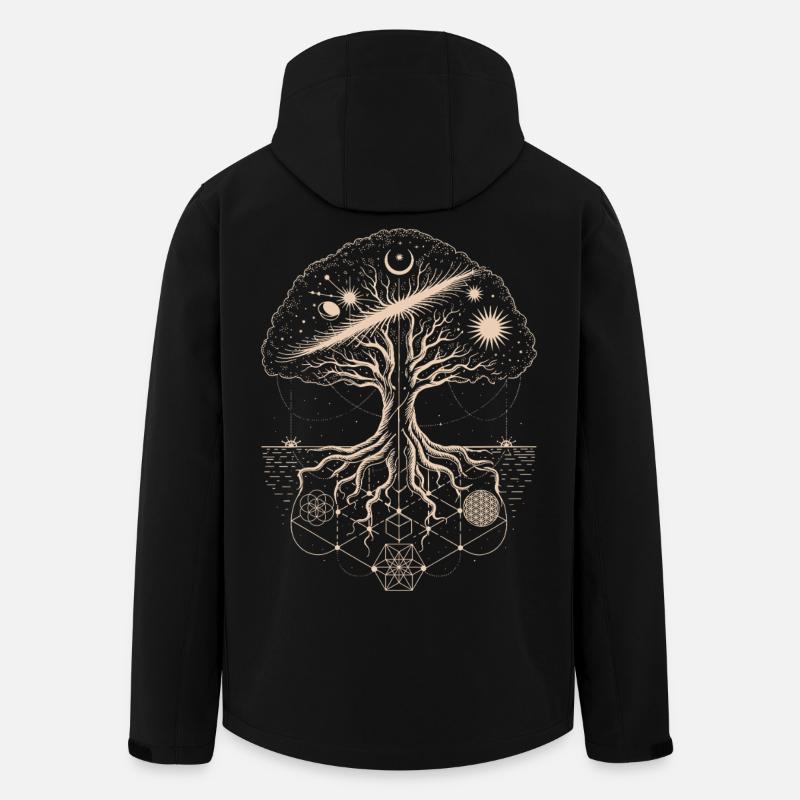 Mystischer Baum des Lebens Geometrie Kunst - Recycelte Männer Softshell-Jacke von Stanley/Stella - Schwarz