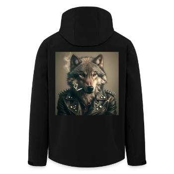Rocking wolf with leather jacket - Men’s Recycled Softshell Jacket by Stanley/Stella - black - Back - AI Model Male 185 light (185cm)