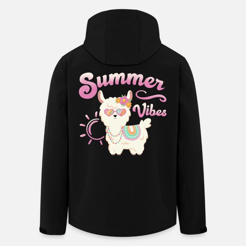 Llama Summer Alpaca - Summer Vibes - Men’s Recycled Softshell Jacket by Stanley/Stella - black