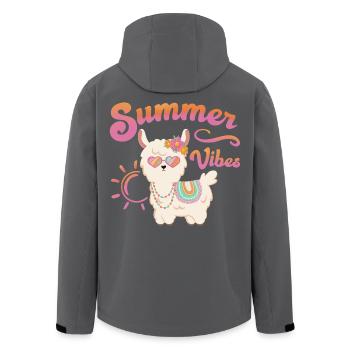 Lama Alpaga d’été - Ambiance estivale - Humeur estivale - Veste softshell homme en polyester recyclé Stanley/Stella - noir - Dos - AI Model Male 185 light (185cm)