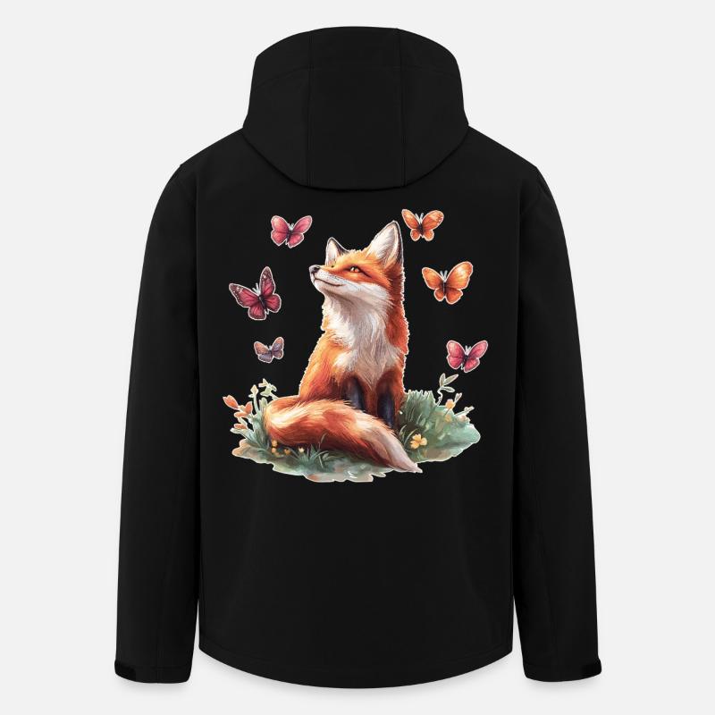 Fuchs mit Schmetterlingen - Recycelte Männer Softshell-Jacke von Stanley/Stella - Schwarz