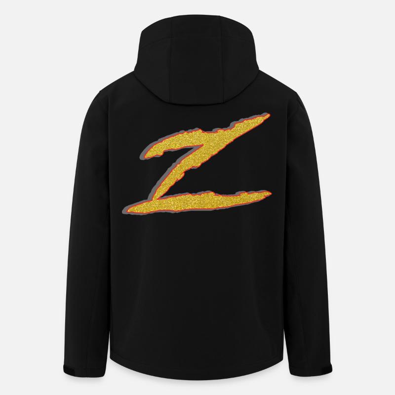 Lettre Z dorée - Veste softshell homme en polyester recyclé Stanley/Stella - noir