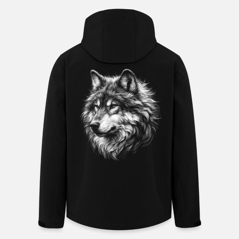 Mystisches Wolfs-Portrait Motiv - Recycelte Männer Softshell-Jacke von Stanley/Stella - Schwarz