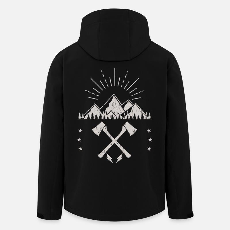 Rugged Mountain Sunrise Axe Emblem - Men’s Recycled Softshell Jacket by Stanley/Stella - black